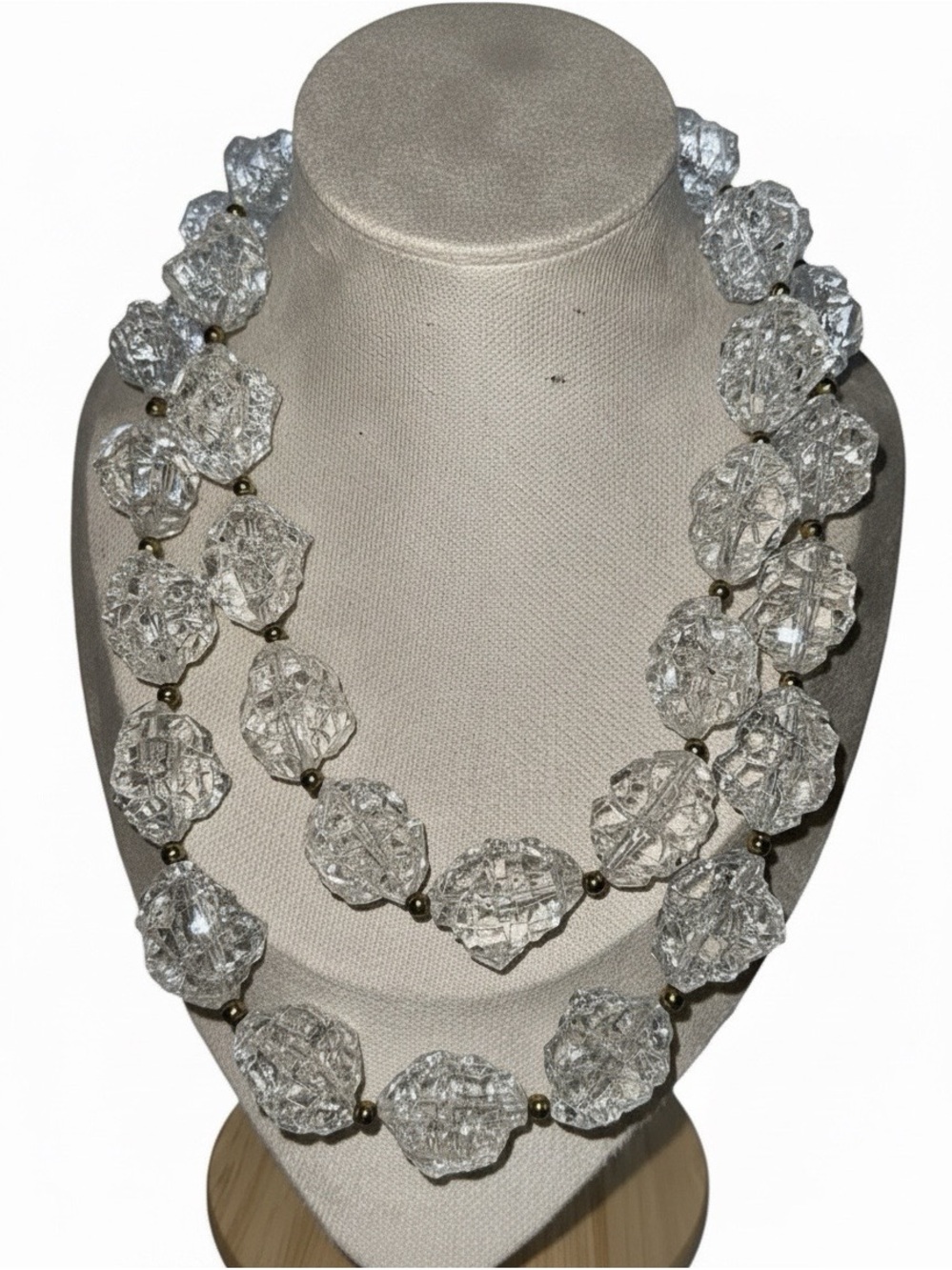 Wowza vintage chunky clear faceted lucite ice Bead Necklace & earring set ⭐️